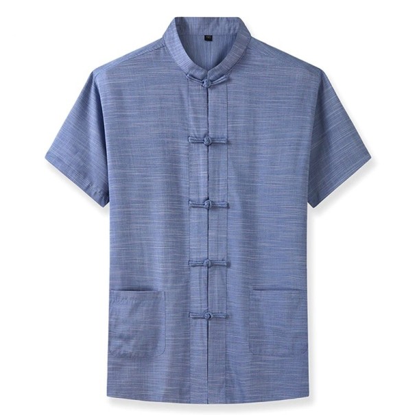 Herenoverhemd met korte mouwen F573 blauw 4XL