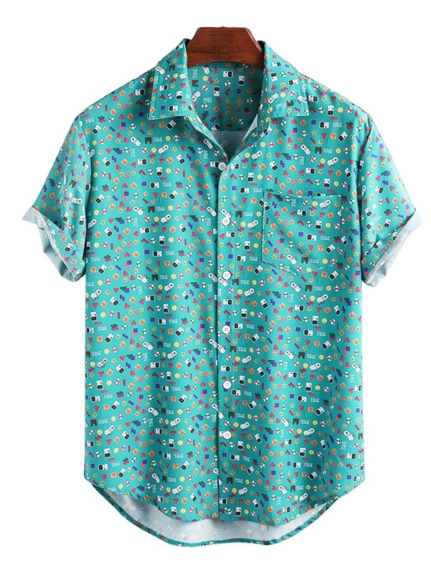 Herenoverhemd met korte mouwen F655 groen 3XL