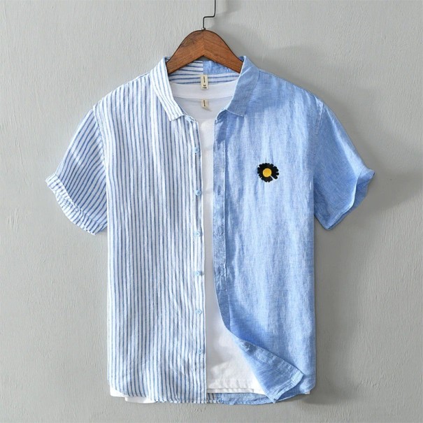 Herenoverhemd met korte mouwen F778 blauw XS