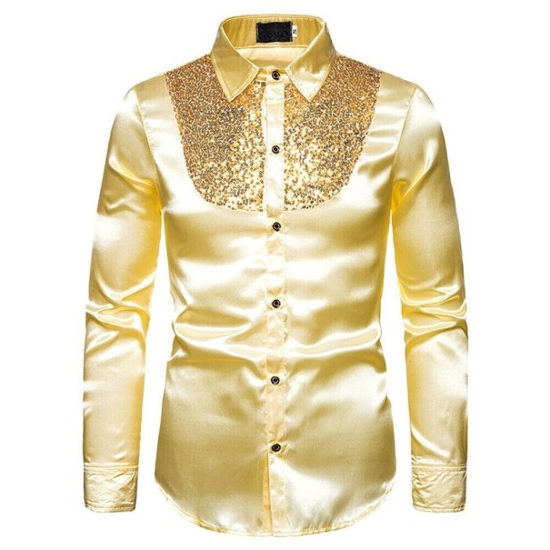 Herenoverhemd met pailletten F746 goud XL