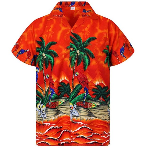Herenoverhemd met palmbomen F553 oranje XL