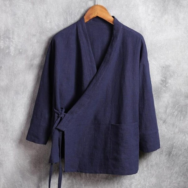 Herenoverhemd met stropdas donkerblauw 3XL