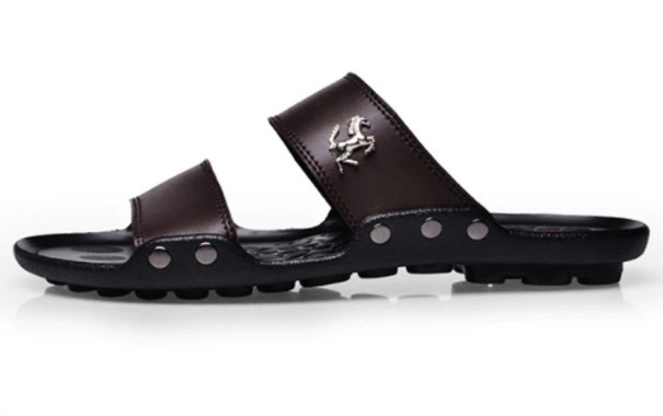 Herenpantoffels in een luxe design donkerbruin 43