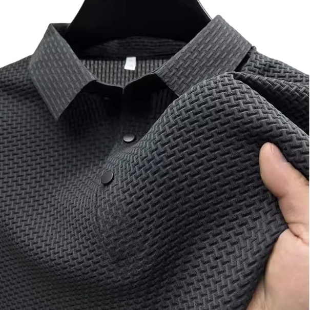 Herenpoloshirt met korte mouwen Effen Kraag Knopen Polyester Klassieke pasvorm grijs S
