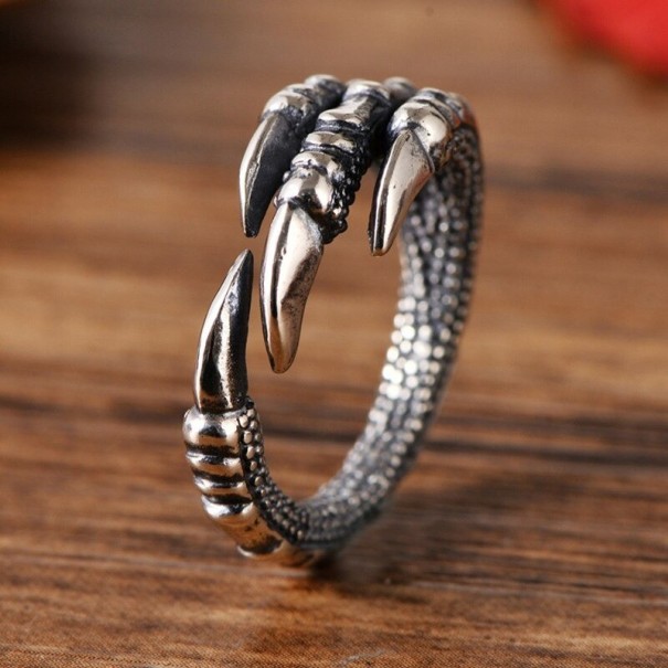 Herenring met drakenpoot zilver
