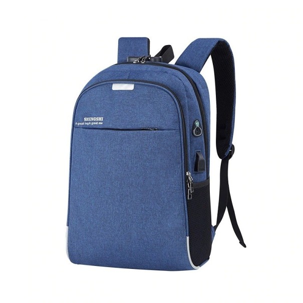 Herenrugzak met USB E990 blauw