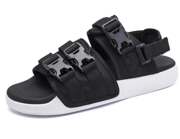 Herensandalen met gespen zwart-wit 39