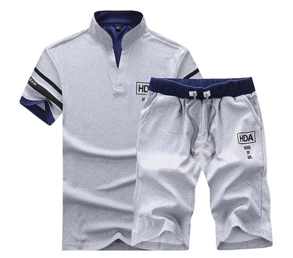 Herenset - T-shirt en korte broek grijs XS