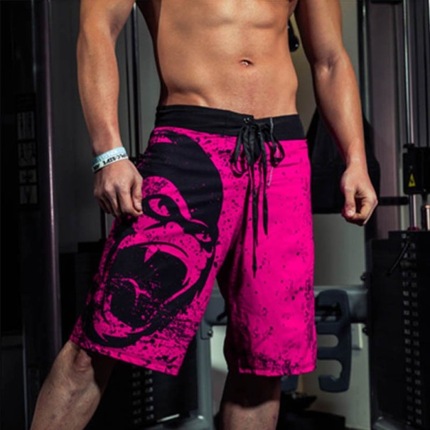 Herenshorts met Gorilla-print roze L