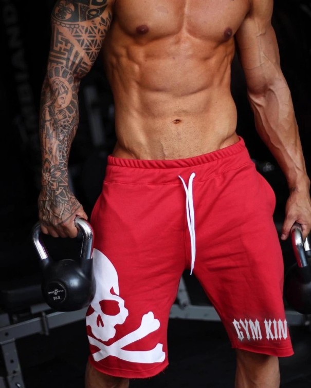 Herenshorts met schedel rood XS