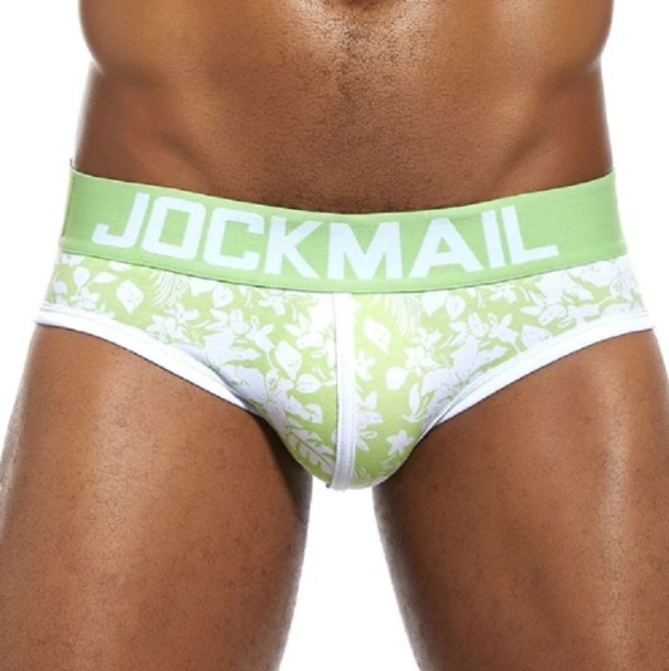 Herenslip met bloemen lichtgroen S