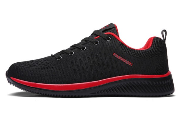 Herensneakers A1033 zwart-rood 42