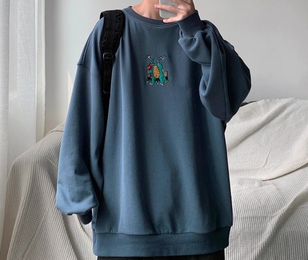 Herensweater met dinosaurus blauw XL