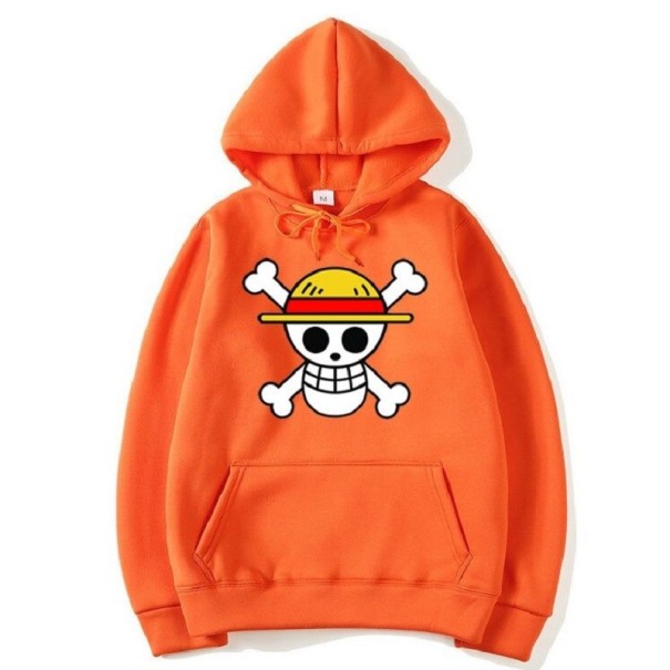 Herensweater met piratenprint oranje M