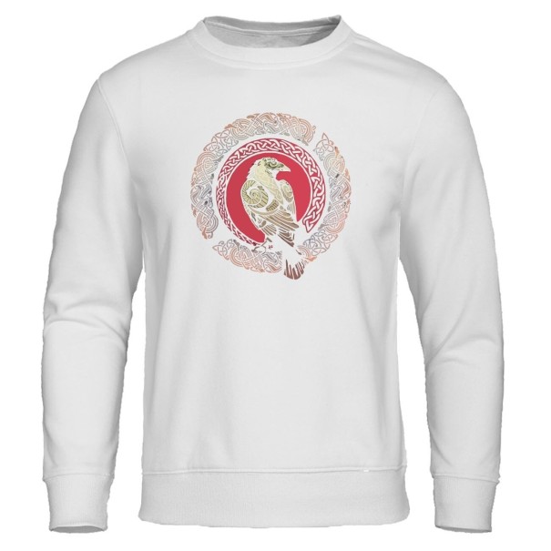 Herensweater met raaf wit XL