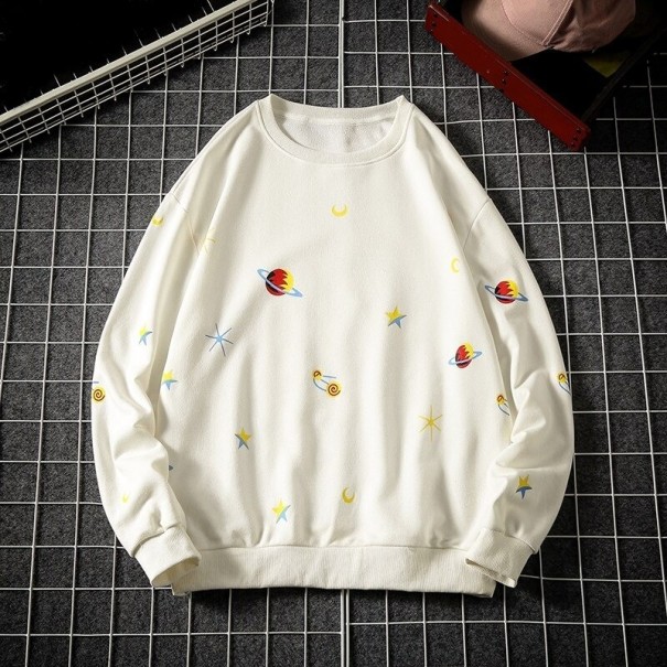 Herensweater met ruimteprint wit S