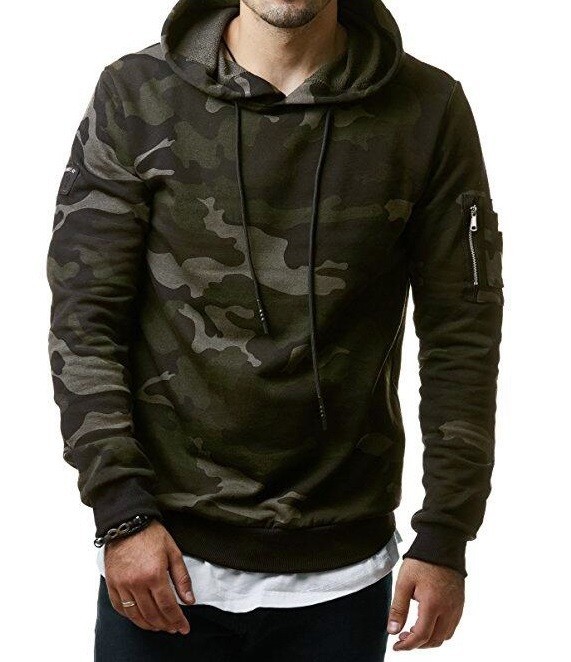 Herensweatshirt met militair patroon J1436 groen XS