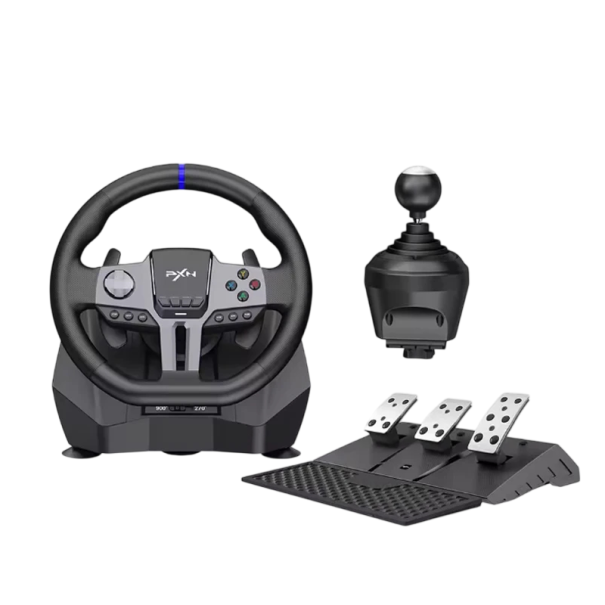 Herní volant PXN V9 Gen2 s pedály a řadicí pákou, úhel 270°/900°, kompatibilní PC PS4 PS3 Switch Xbox One Series X/S, černý pro simulátory 1