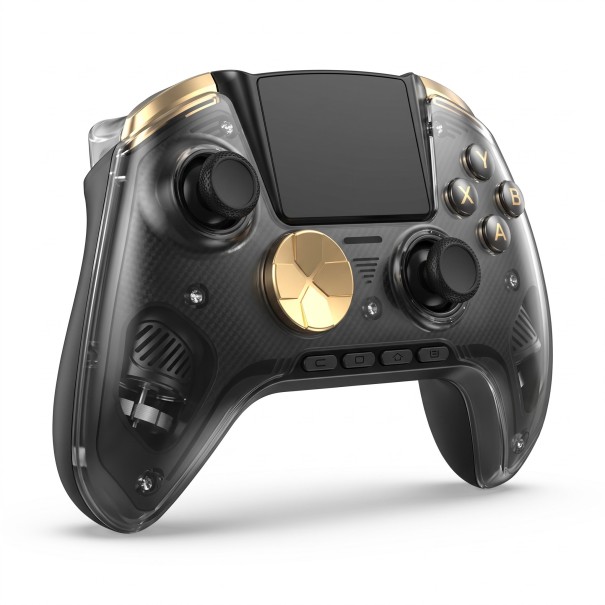 Herný ovládač 15,5 x 10,9 x 6,3 cm so spúšťami s Hallovým efektom s Bluetooth a prijímačom 2,4 GHz aj káblom pre PC Android iOS a Steam čierna