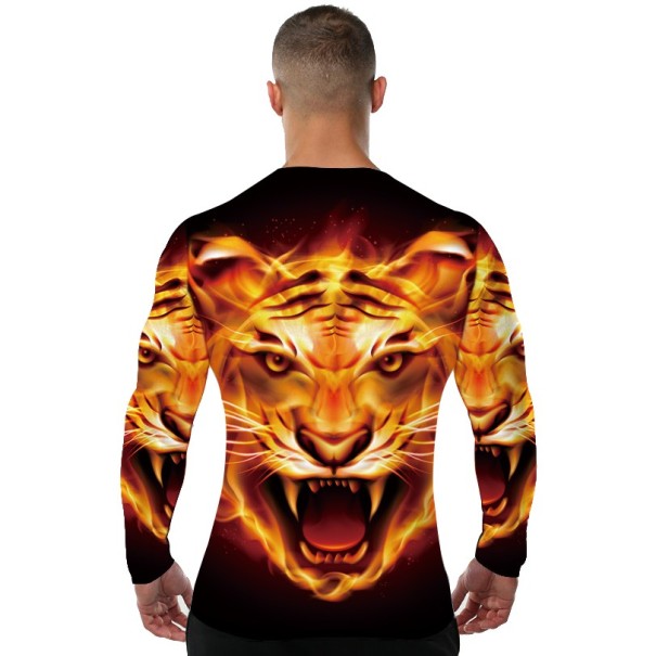 Herr 3D-printad T-shirt - Tiger - långärmad