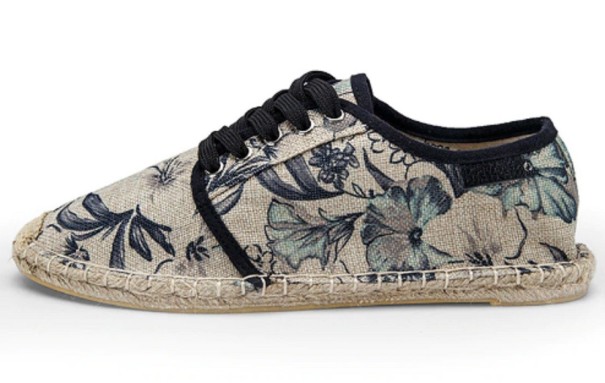 Herr espadrillor med blommor J2113
