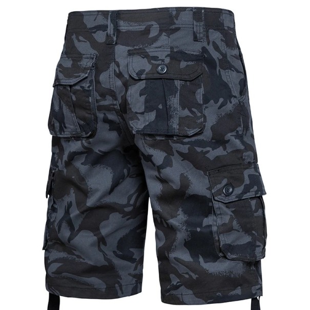 Herr kamouflage friluftsshorts i bomull, andningsbara, korta byxor med sidficka, knälånga, bekväma sommarshorts för vandring och fritid svart 31