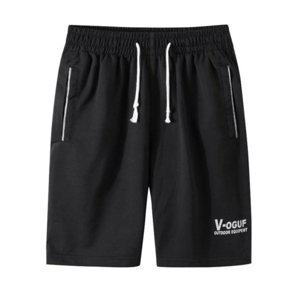 Herr sommarsportshorts knälånga snabbtorkande fritidsshorts som andas med resår i midjan och fickor för vardagsbruk svart M
