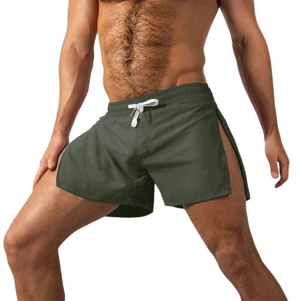 Herr sommarsportshorts Snabbtorkande Andningsbar Svetttransporterande Dragsko Dragkedja i sidan Lätt material för träning och fritid armégrön L