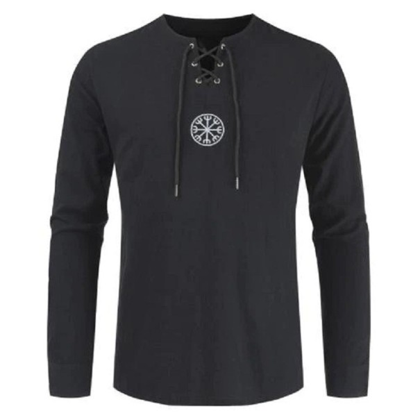 Herr T-shirt med spetsar svart S