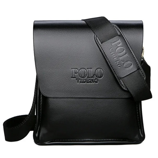 Herr vertikal axelväska i läder 24×21×7 cm Casual business polo axelväska Dokumentväska Paul Elegant trendig väska för varje dag svart