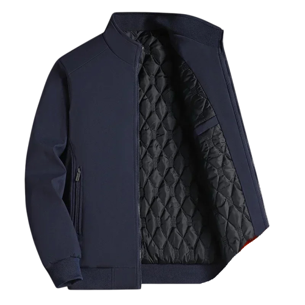 Herr vinterjacka med huva Vadderad jacka med dragkedja och fickor Varm vinterjacka i polyester blå 3XL