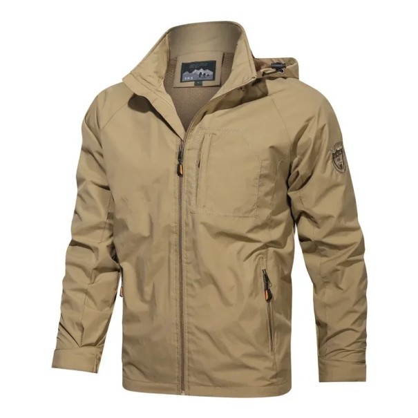 Herr vinterjacka Vindtålig nylonkonstruktion Dragkedja Praktiska fickor Varm foder av nylon och polyester Bekväm vinterjacka khaki XS