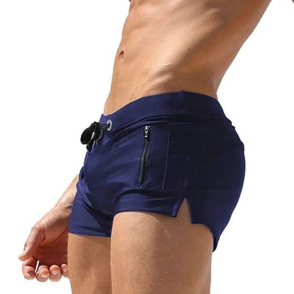 Herrbadshorts Polyester Spandex Enfärgade Med sidoficka För snörning Elastiska Snabbtorkande Bekväm passform mörkblå XXL