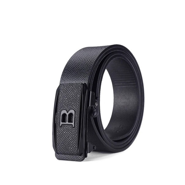 Herrbälte av PU-läder, bredd 3,4 cm. Elegant bälte med automatiskt spänne. Snygg modeaccessoar för byxor. Justerbar omkrets. Klassisk look. svart 130 cm