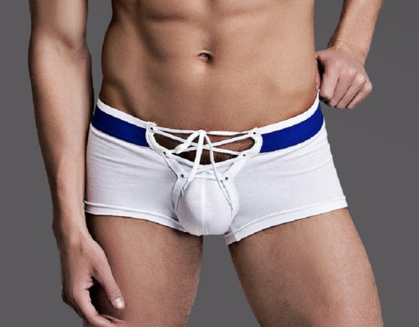 Herrboxershorts med snörning vit XS