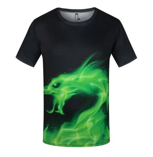 Herre 3D T-shirt med drageprint J1462 grøn L
