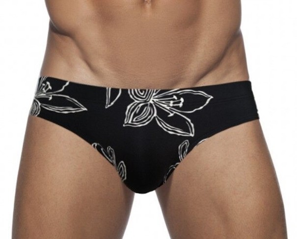 Herre badedragt med blomsterprint F925 sort XS