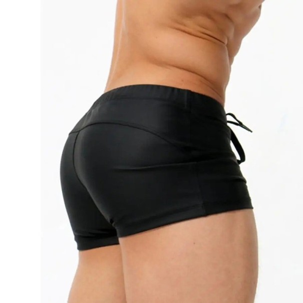 Herre badetøj Polyester Spandex Ensfarvet Med logo på siden Med snøre Elastisk Hurtigtørrende Sportssnit sort M