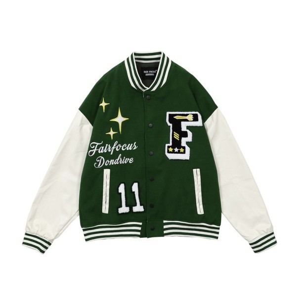 Herre baseballjakke F1308 mørkegrøn L