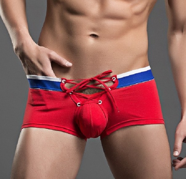 Herre boxer shorts med snøring rød XS