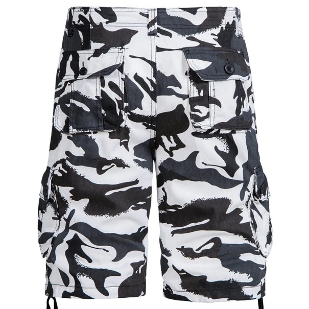 Herre camouflage outdoor shorts lavet af bomuld, åndbare korte bukser med sidelommer, knælange, komfortable sommershorts til vandreture og fritid hvid 42