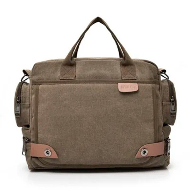 Herre crossbody-taske med mærkevarelogo, 35×29×13 cm, skuldertaske i kanvas, stor rejsetaske til mænd, afslappet taske til hverdagsbrug brun