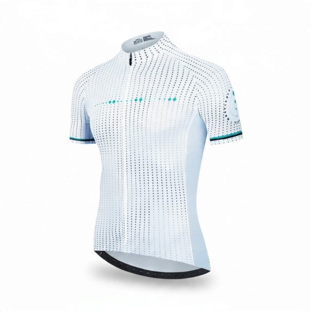 Herre cykeldress med korte ærmer Lynlås i fuld længde 90 % polyester og 10 % Lycra Hvid med sorte prikker og turkise detaljer XXS