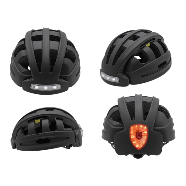 Herre cykelhjelm 59–62 cm EPS Foran og bag LED lys Ensfarvet sports hjelm til MTB og landevejscykling sort