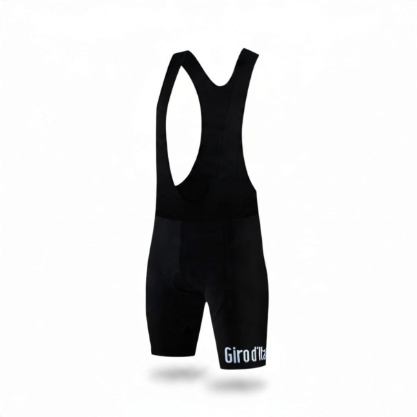 Herre cykelshorts med seler og indlæg Bredde seler Elastisk materiale 90 % polyester og 10 % Lycra Sort med hvidt tryk M