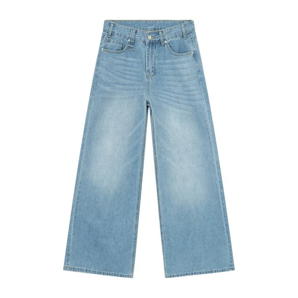 Herre denimbukser med lige snit og løstsiddende ben. Moderigtig vintage-stil. Behagelige jeans til hverdagsbrug. lyseblå XS