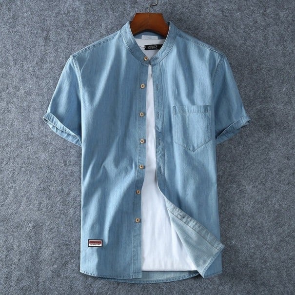 Herre denimskjorte F513 lyseblå XL