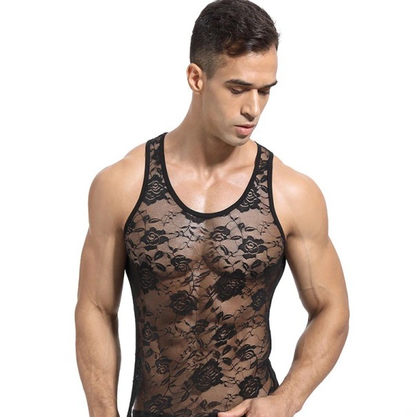 Herre gennemsigtig tanktop T2020 sort M