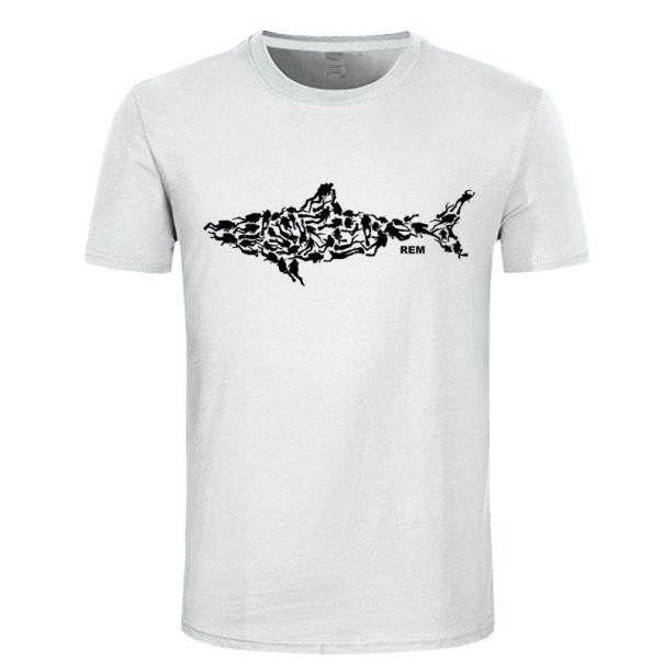 Herre haj t-shirt T2377 hvid S