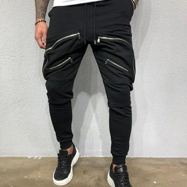 Herre joggingbukser med lynlås F1685 sort XS